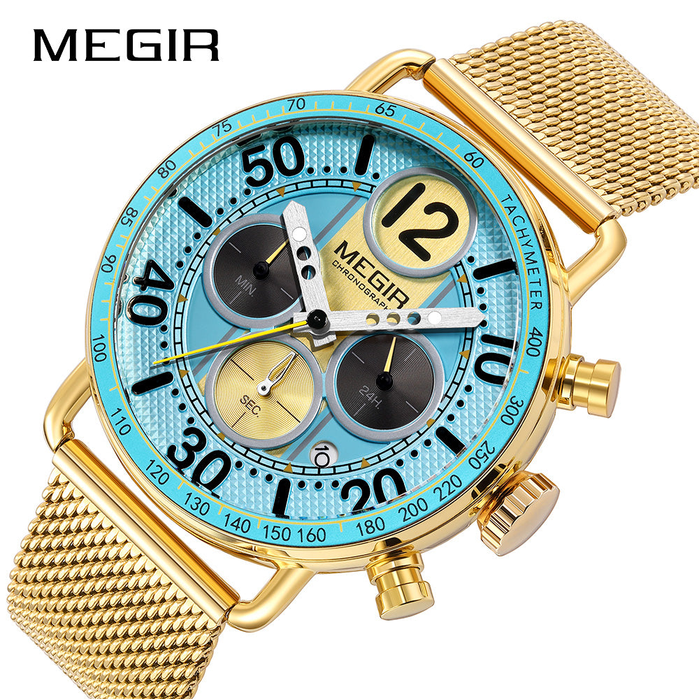 MEGIR Gold Mesh Chrono 2249