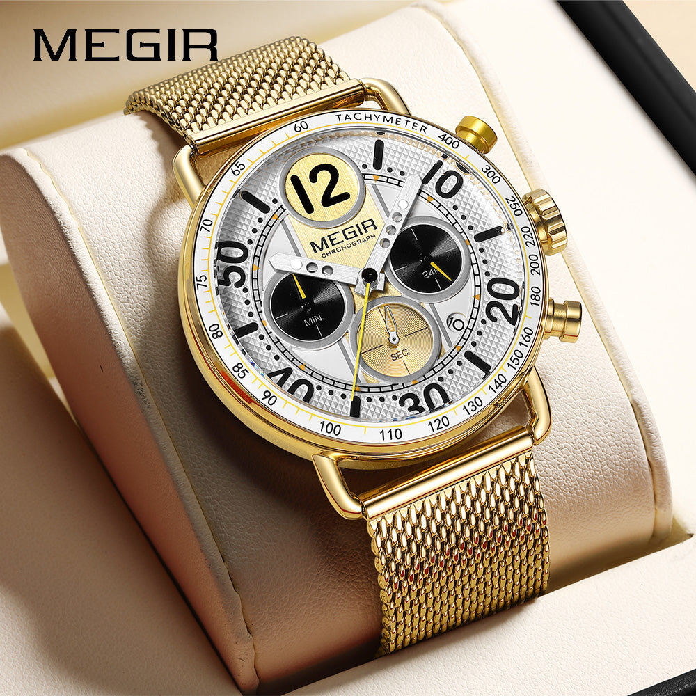 MEGIR Gold Mesh Chrono 2249