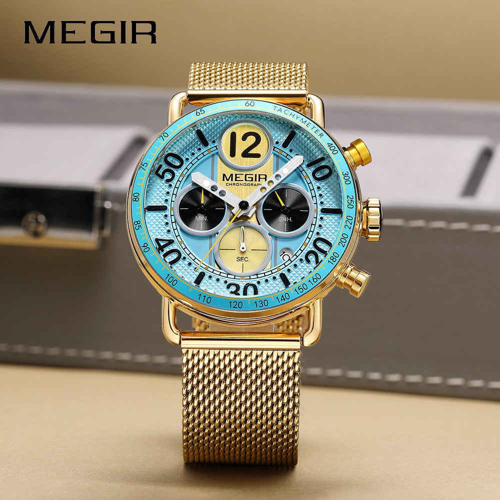 MEGIR Gold Mesh Chrono 2249