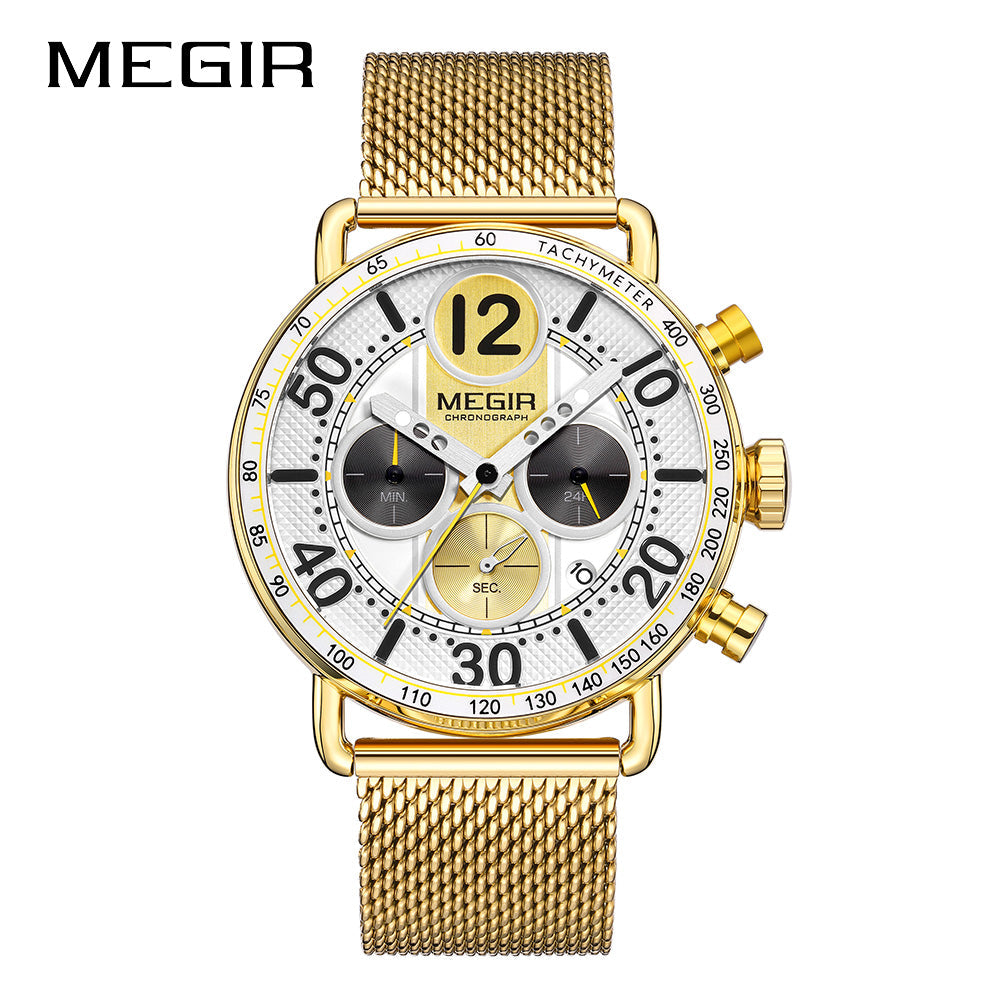 MEGIR Gold Mesh Chrono 2249
