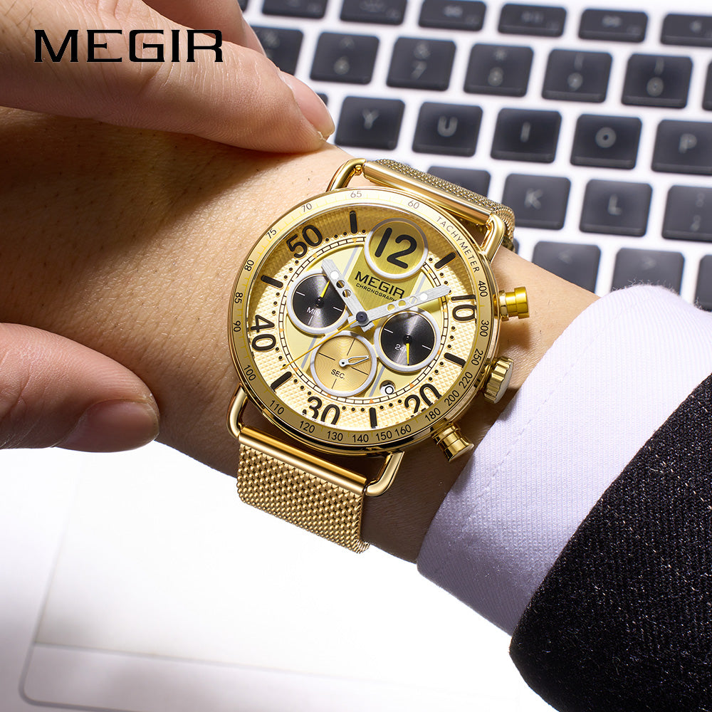 MEGIR Gold Mesh Chrono 2249