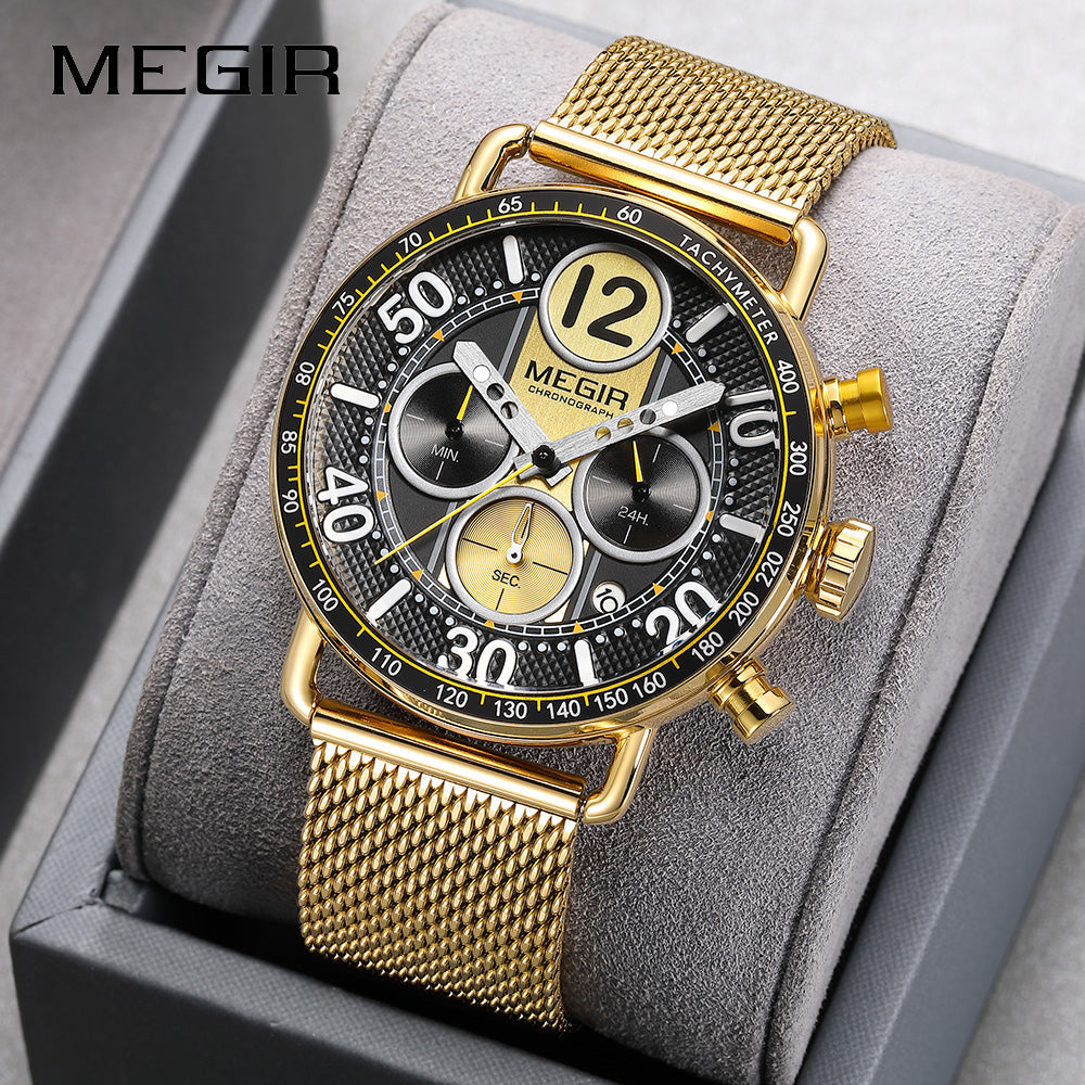 MEGIR Gold Mesh Chrono 2249