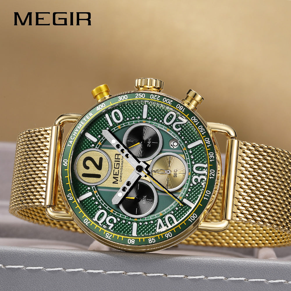 MEGIR Gold Mesh Chrono 2249