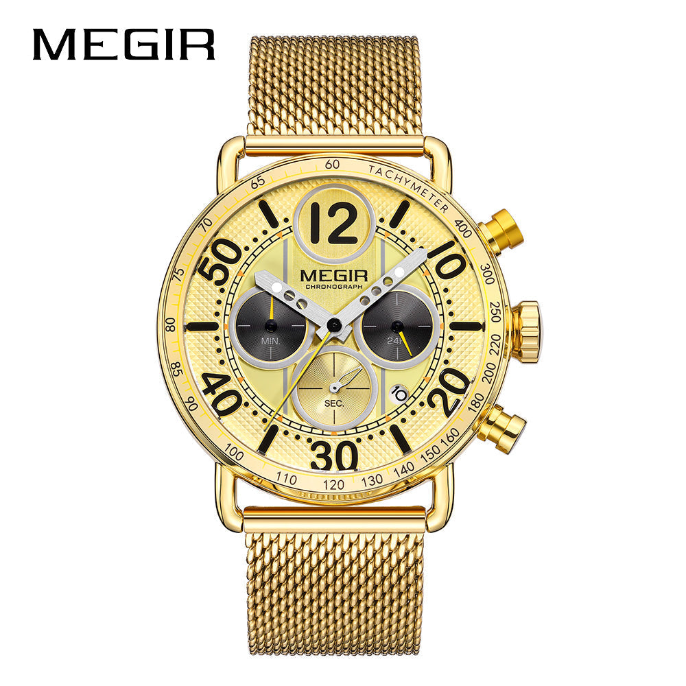 MEGIR Gold Mesh Chrono 2249