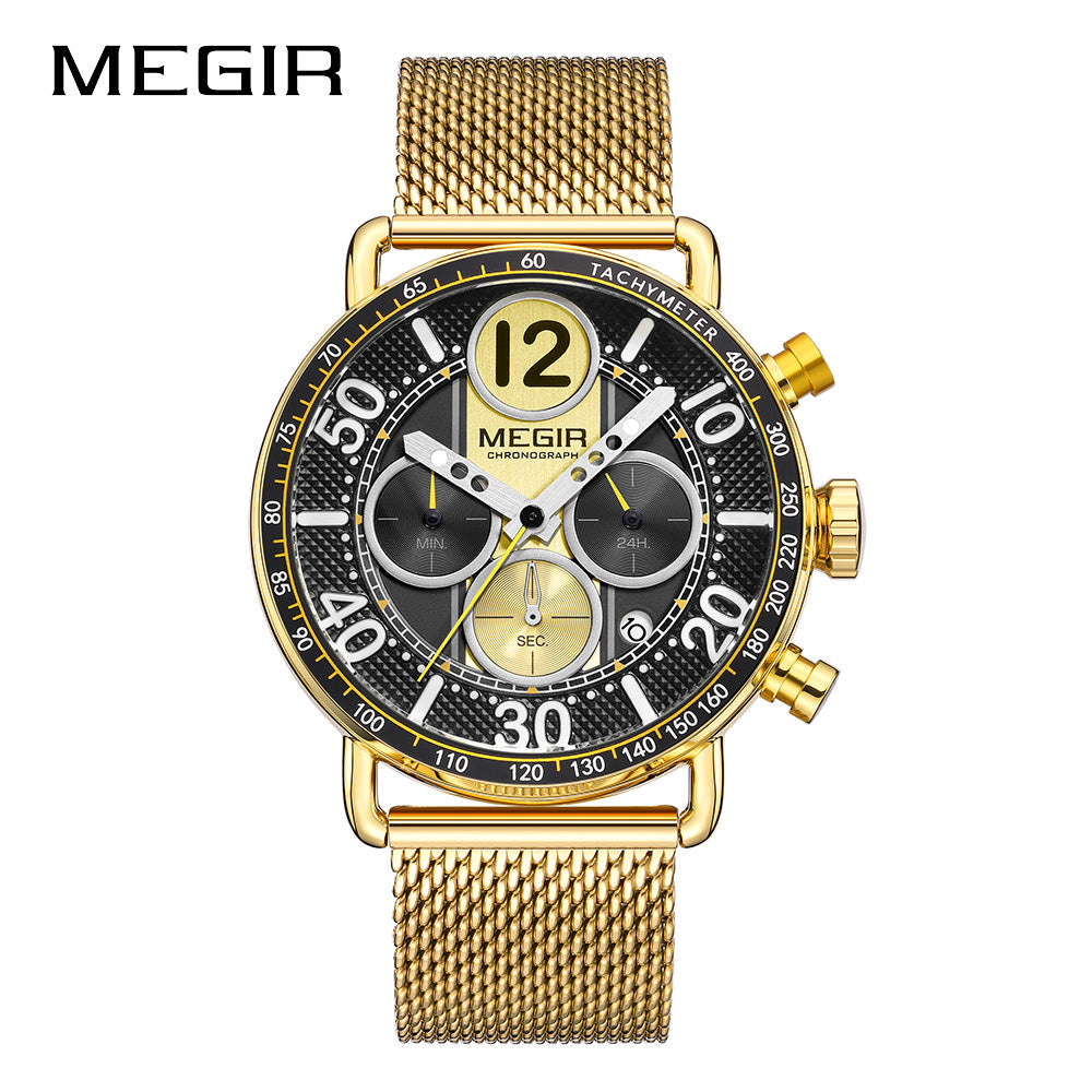 MEGIR Gold Mesh Chrono 2249