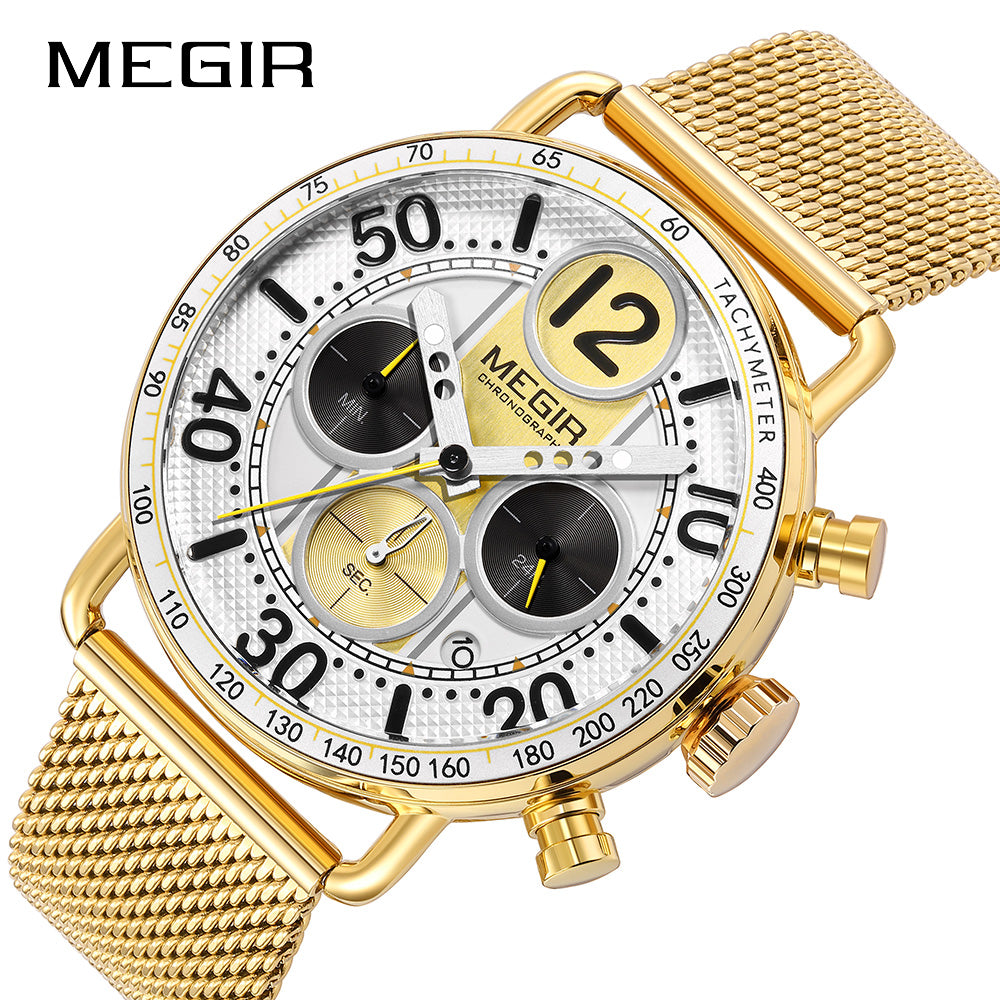 MEGIR Gold Mesh Chrono 2249