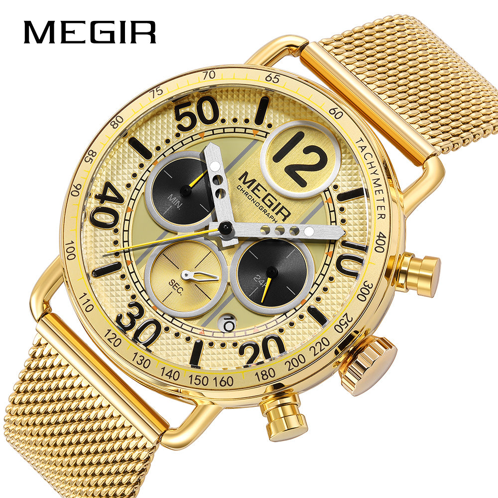 MEGIR Gold Mesh Chrono 2249