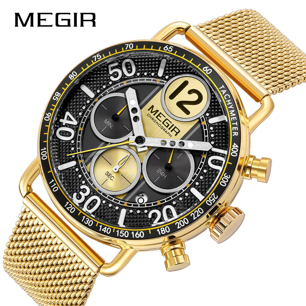 MEGIR Gold Mesh Chrono 2249